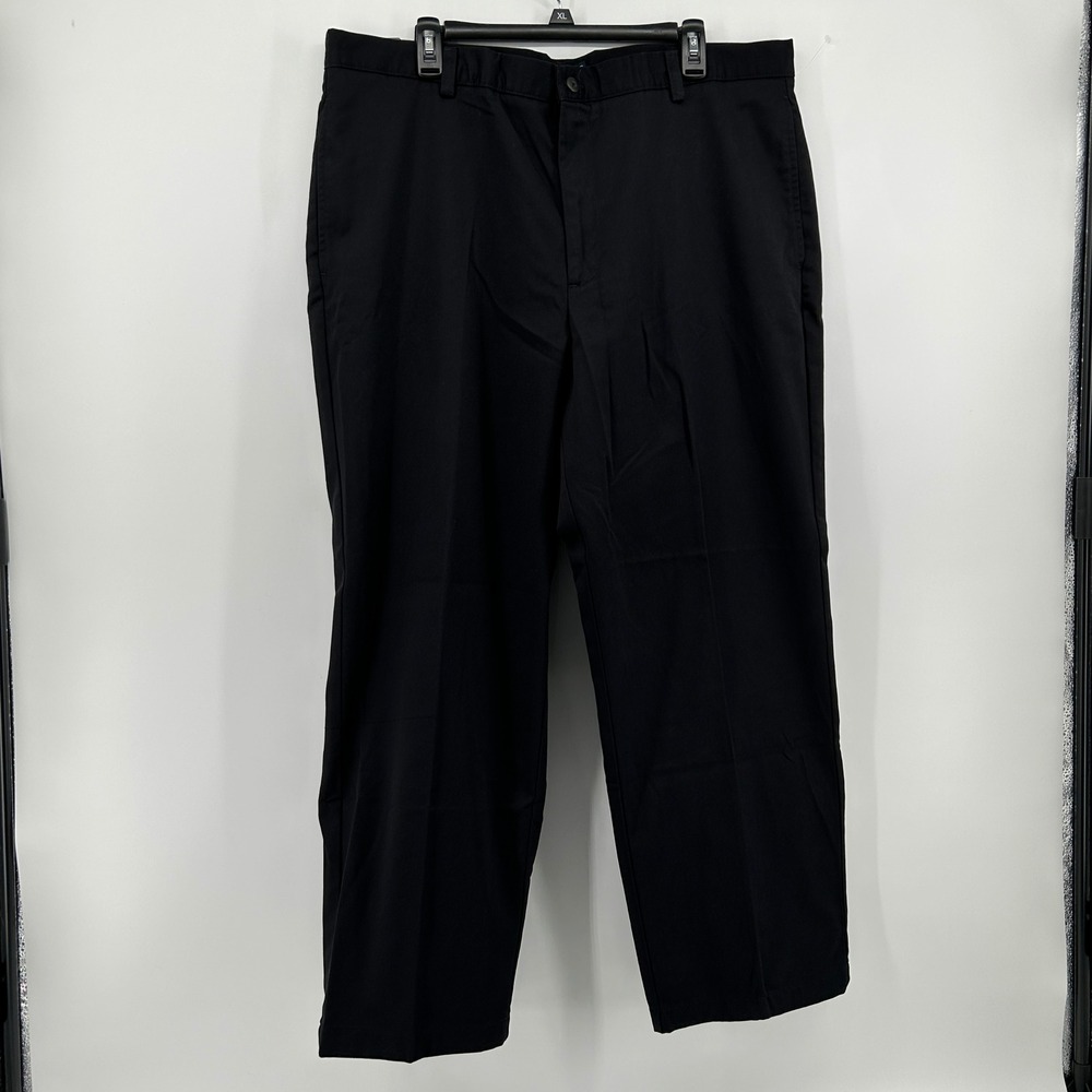IZOD Mens American Chino Black Flat Front Pants 40x29 NWT FLAW Minimal Office - Picture 2 of 13